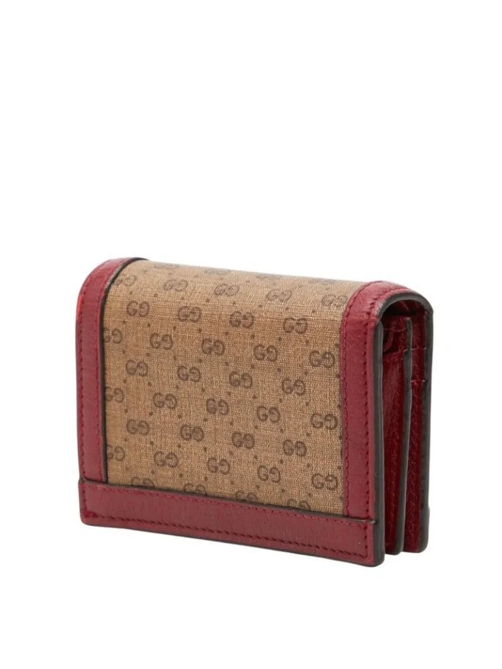 Gucci Mini GG Supreme Doraemon Bifold Wallet Beige Wine Red Leather - Picture 2 of 10